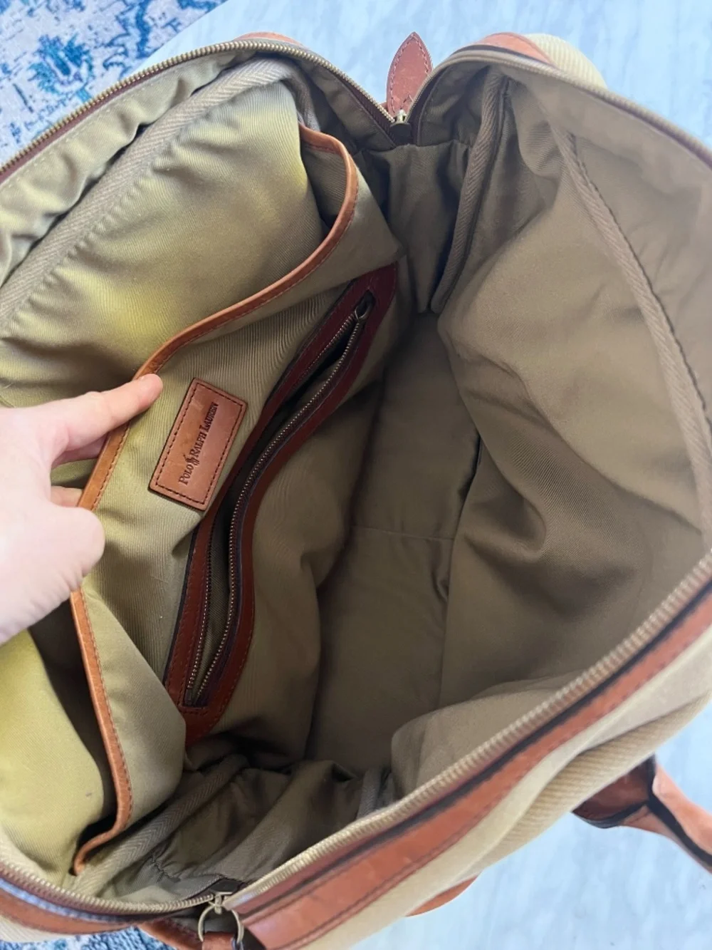 Vintage Polo Ralph Lauren Canvas Leather Weekender Travel Bag